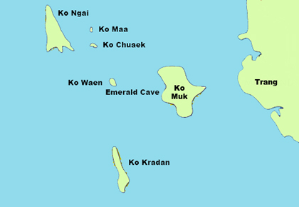 Karte Segeltörn Ko Muk Ko Kradan Emerald Cave