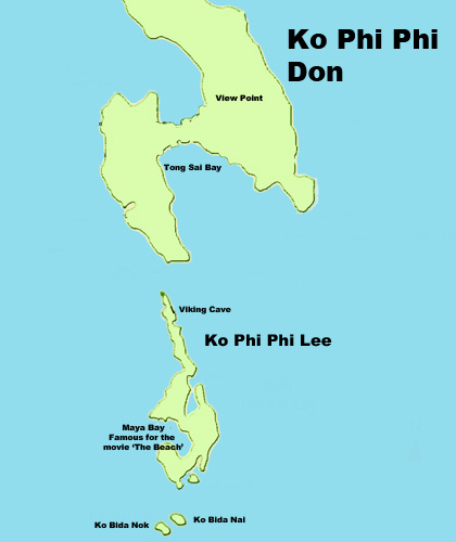Karte von Phi Phi Inseln Phuket Thailand