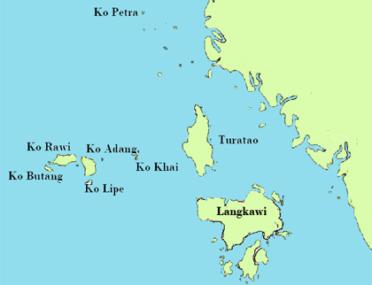 Karte Turatao Archipel Butang Ko Lipe Thailand